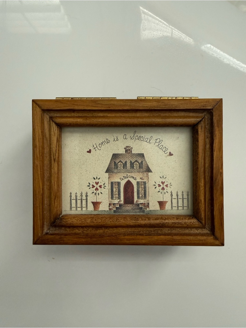 Brown Wood Trinket Box with 'Home is a Special Place' Artwork